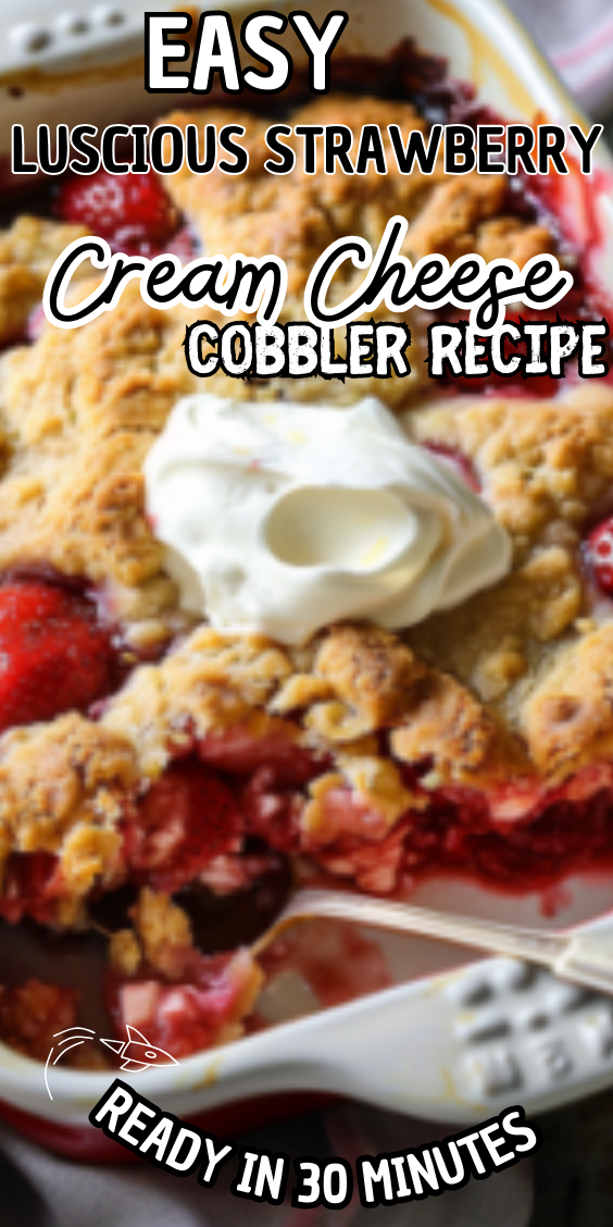 Easy Luscious Strawberry Cream Cheese Cobbler