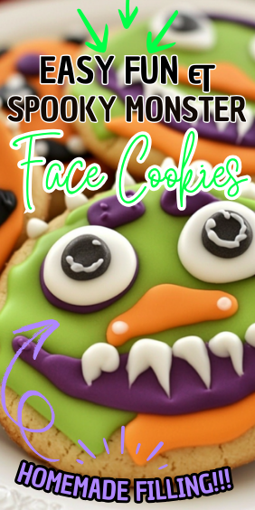 Easy Fun & Spooky Monster Face Cookies