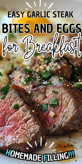 Easy Garlic Steak Bites and Eggs for Breakfast