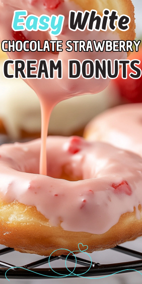 Easy White Chocolate Strawberry Cream Donuts