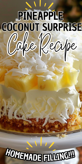 Pineapple Coconut Surprise Cake