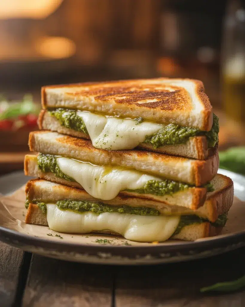 Easy Pesto Grilled Cheese — Crispy Gourmet Sandwich