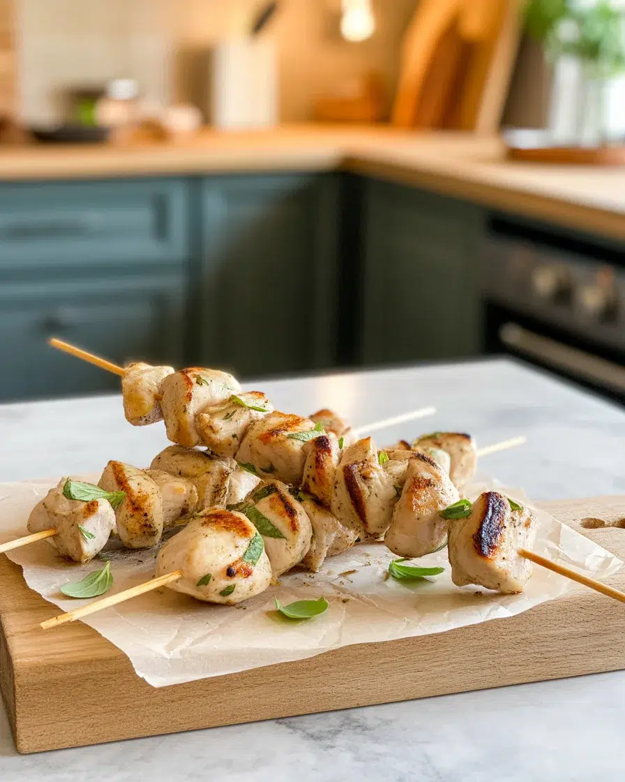 Easy Garlic Parmesan Chicken Skewers