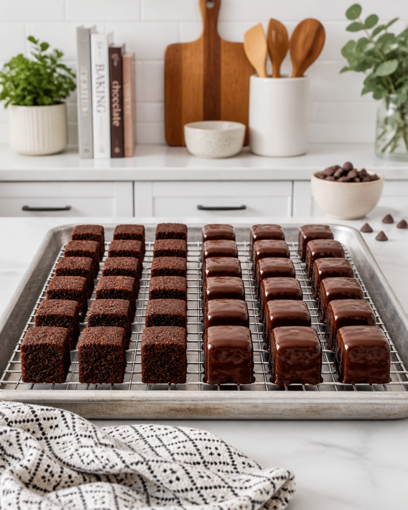 Easy Texas Sheet Cake Bites — Chocolate Mini Cakes