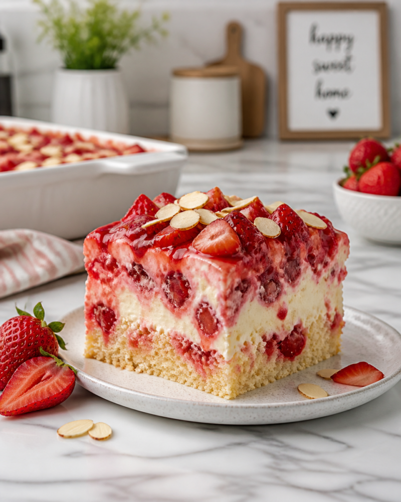 Easy Strawberry Earthquake Cake — Cream Cheese Swirl