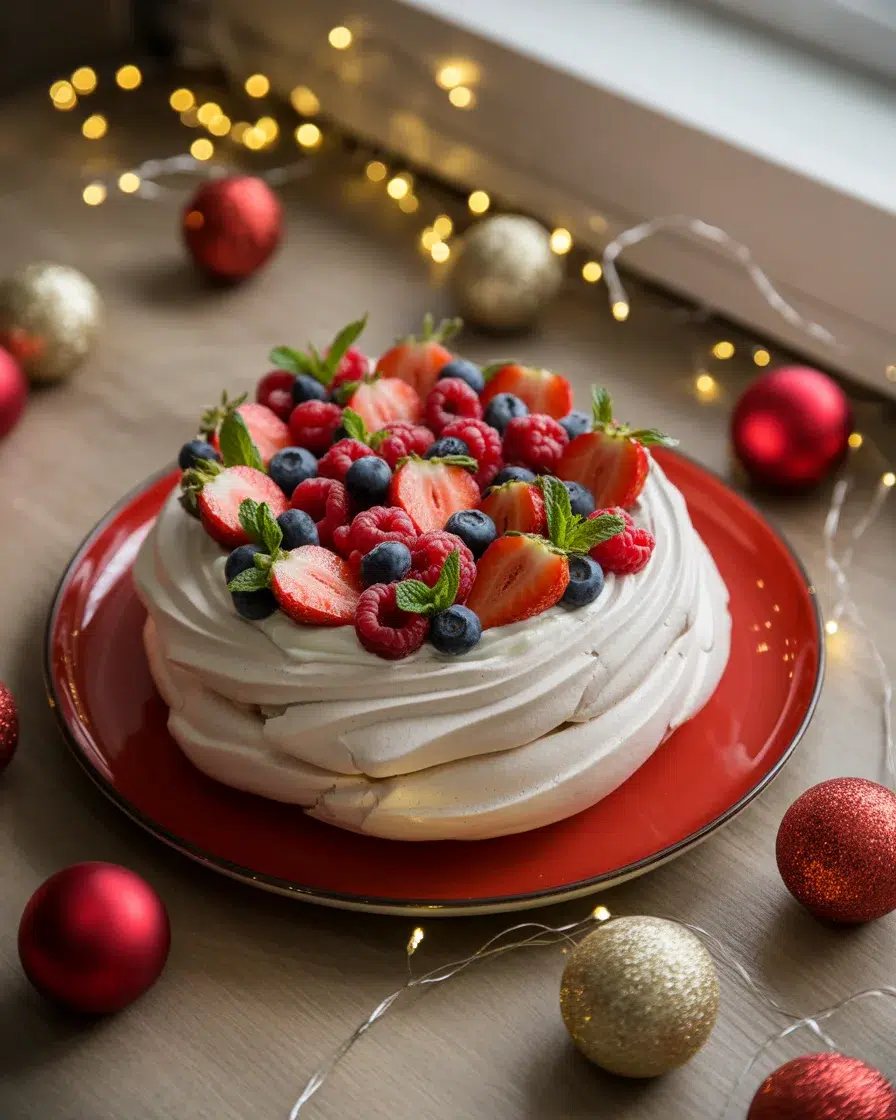 Easy Christmas Pavlova — Wreath Dessert