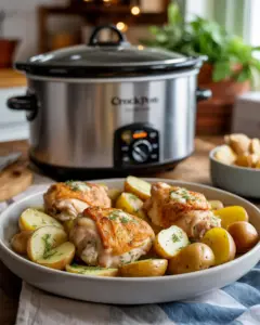 Savory Garlic Parmesan Crockpot Chicken and Potatoes Recipe