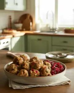 Deliciously Festive Cranberry Turkey Stuffing Balls
