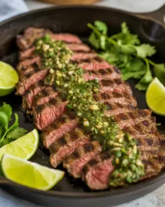 Grilled Flank Steak with Cilantro Parsley Butter Recipe