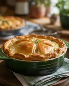 Comforting Cheesy Chicken Pot Pie with Biscuit Topping Delight