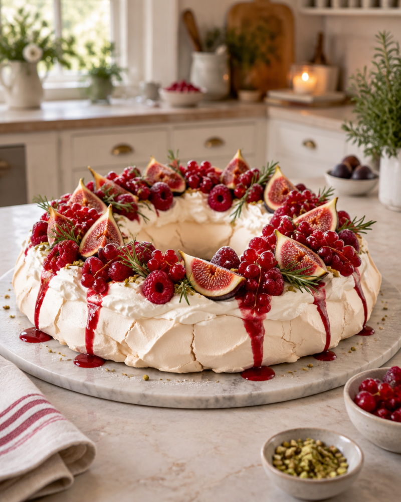 Easy Christmas Pavlova — Wreath Dessert