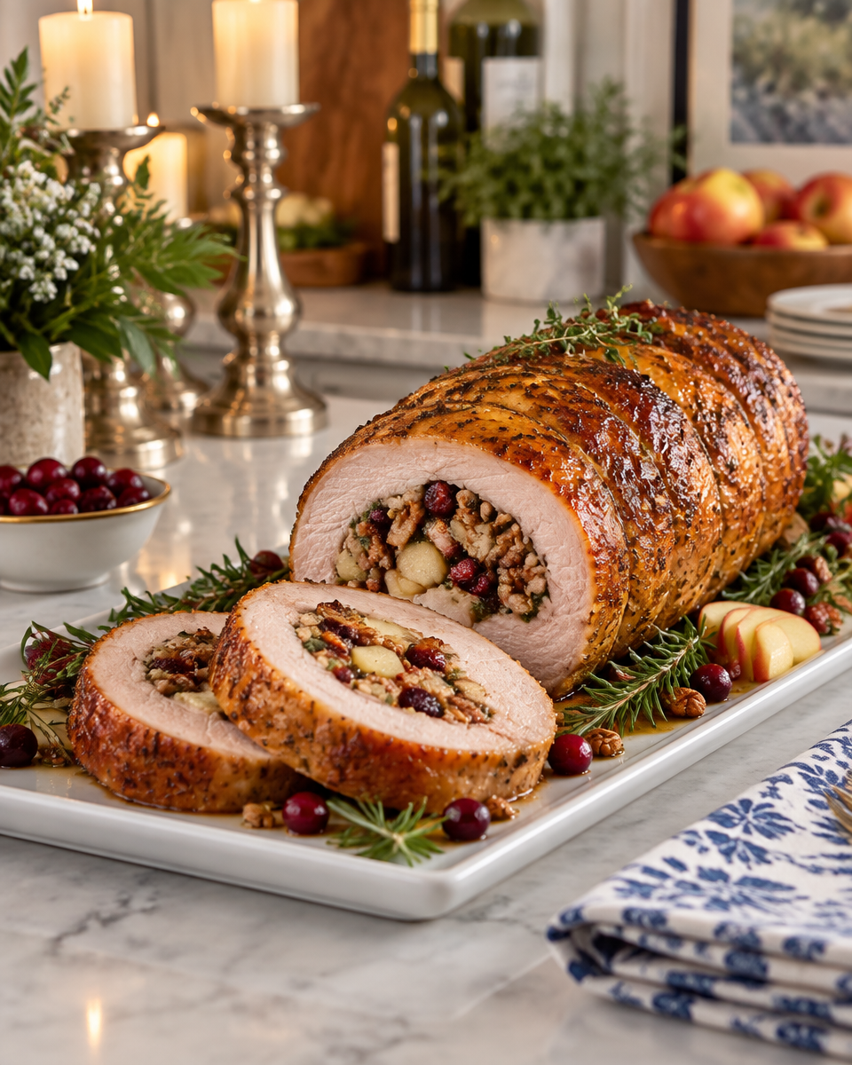 Easy Stuffed Pork Loin Recipe — Cranberry Apple