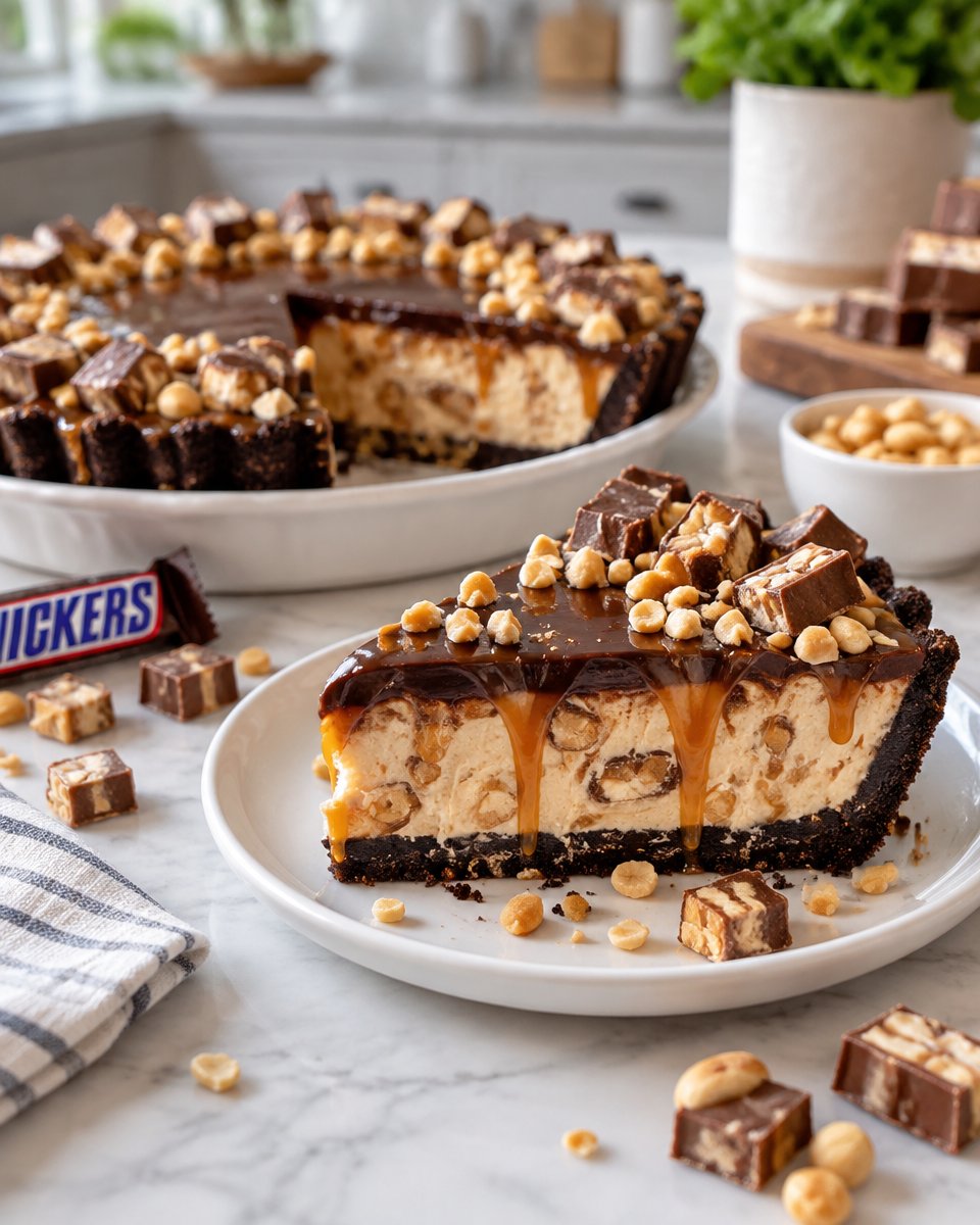 Easy Snickers Pie Recipe — No Bake