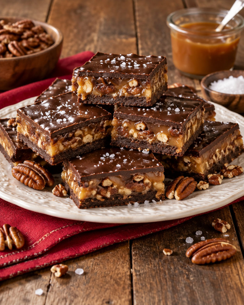 Easy Turtle Bars Recipe — Chocolate Pecan