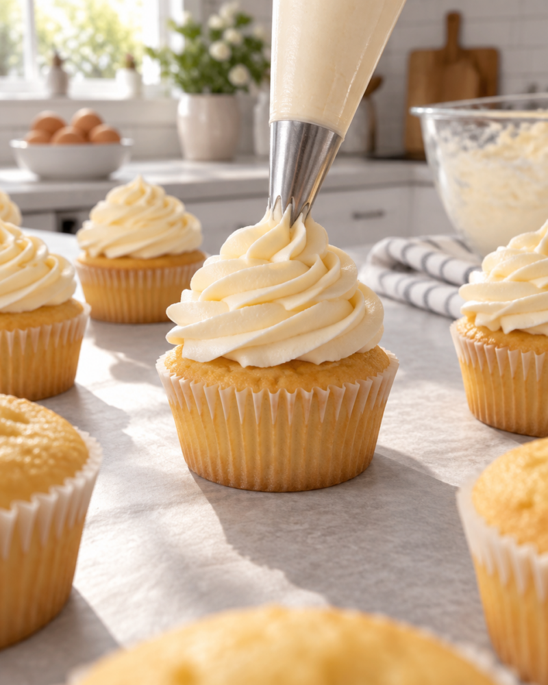 Easy Vanilla Cupcakes Recipe — Fluffy Buttercream