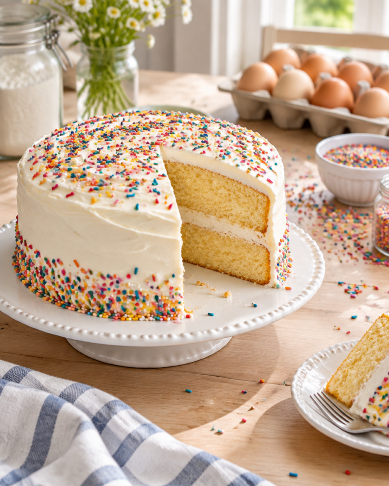 Easy Vanilla Cake Recipe — Moist Birthday Cake