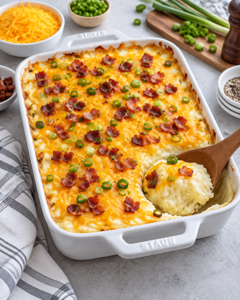 Easy Mashed Potato Casserole — Loaded and Cheesy