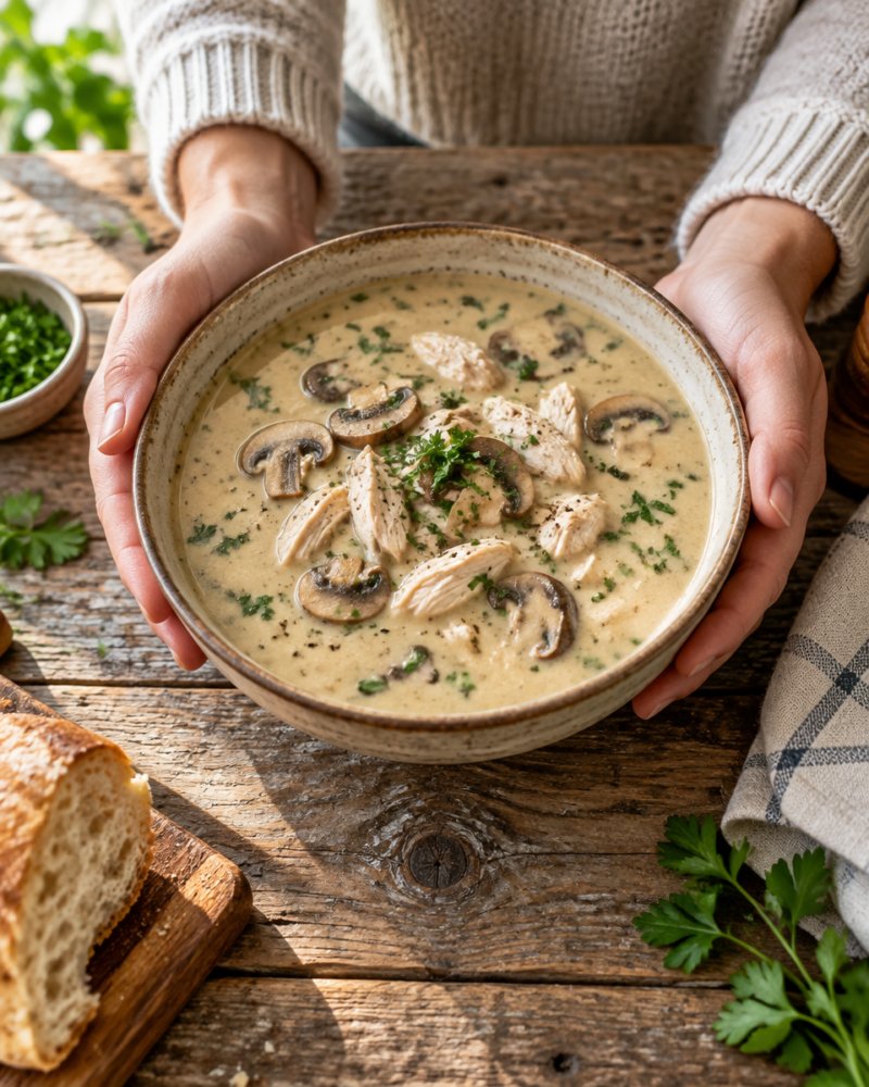 Easy Creamy Chicken and Mushroom Soup