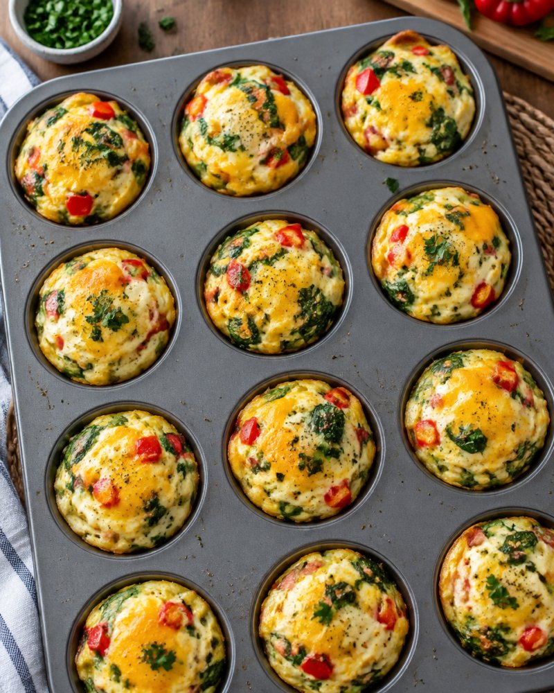 Easy High-Protein Egg White Muffins with Turkey Bacon