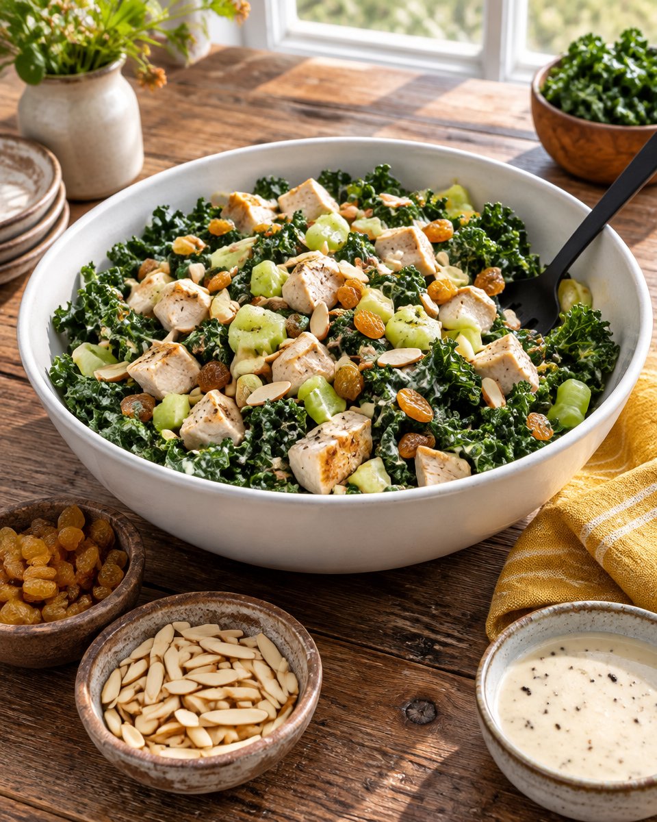 Easy Autumn Kale Salad with Chicken