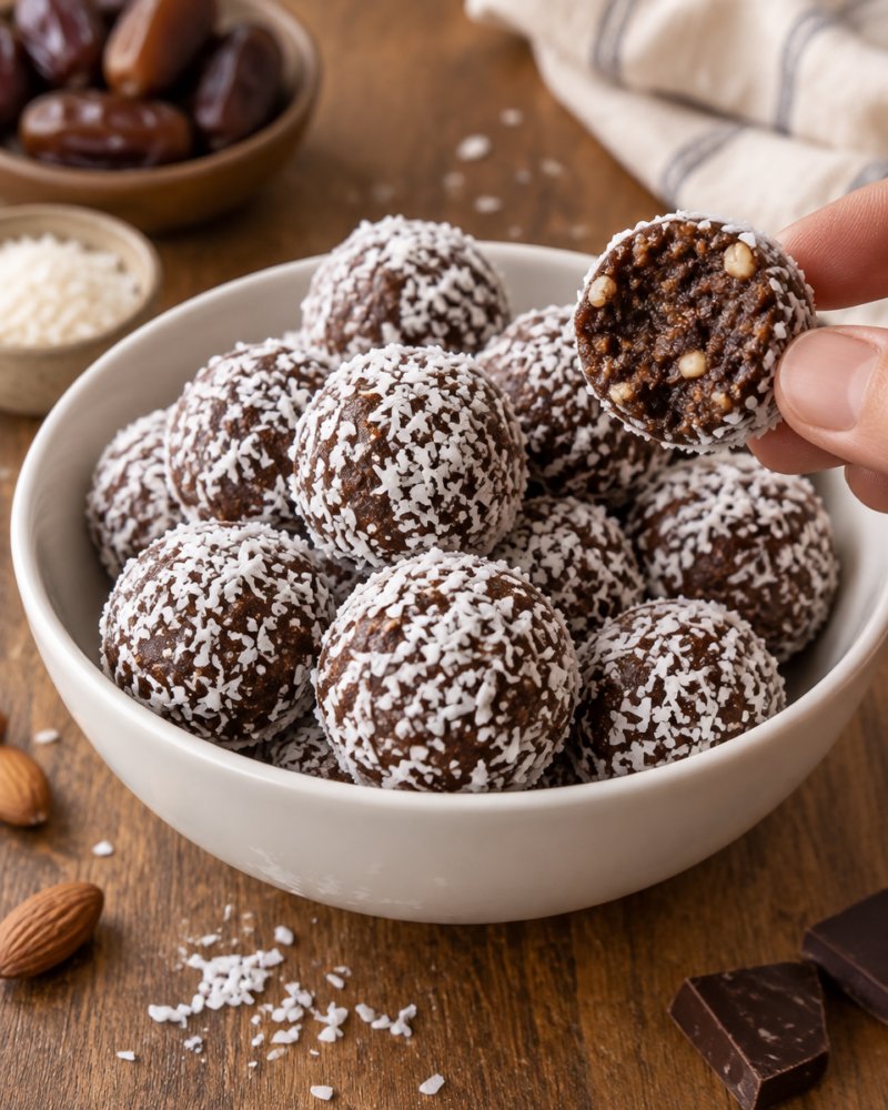 Easy No-Bake Chocolate Brownie Date Balls