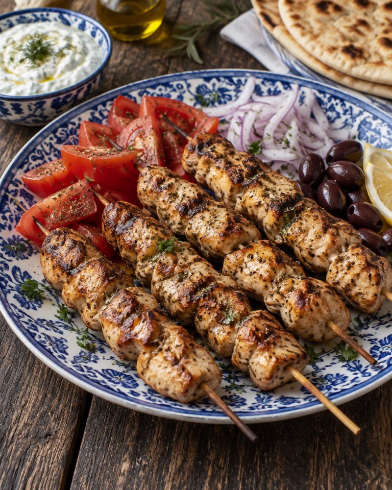 Easy Chicken Souvlaki with Tzatziki Recipe