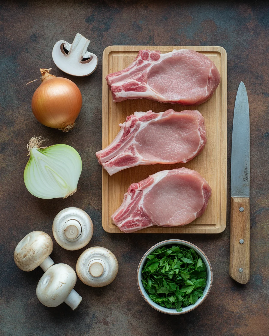 Easy Pork Chops with Onion and Mushroom Gravy