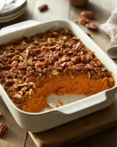 Deliciously Creamy Sweet Potato Casserole with Praline Topping
