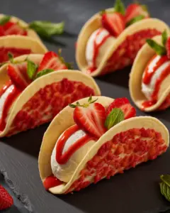 Sweet and Crunchy Strawberry Crunch Cheesecake Tacos
