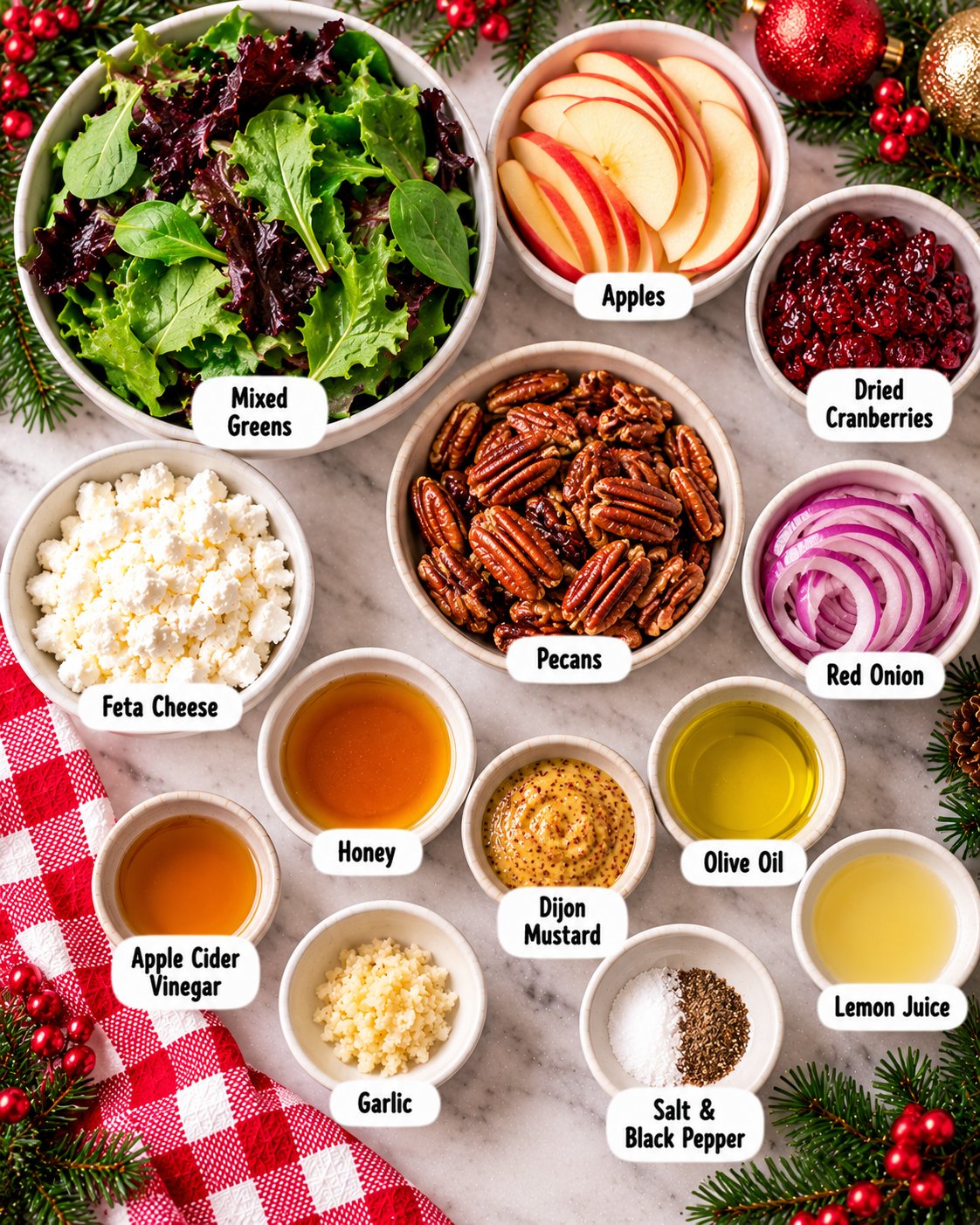 Christmas Salad with Honey Mustard Dressing