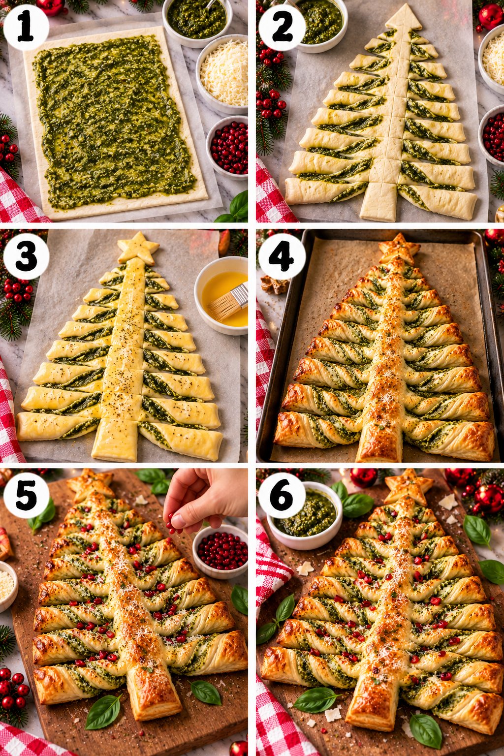 Basil Pesto Puff Pastry Christmas Tree Recipe