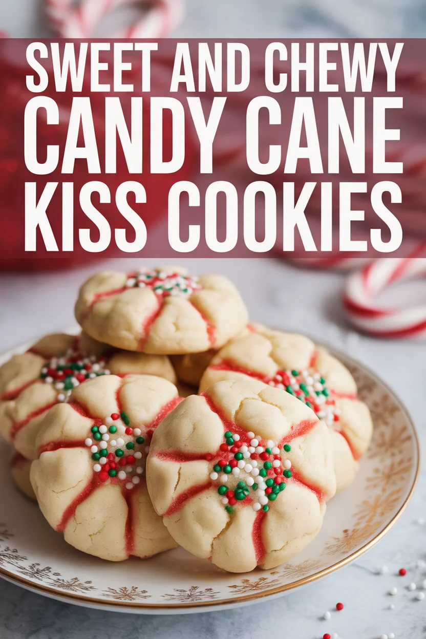 Sweet and Chewy Candy Cane Kiss Cookies