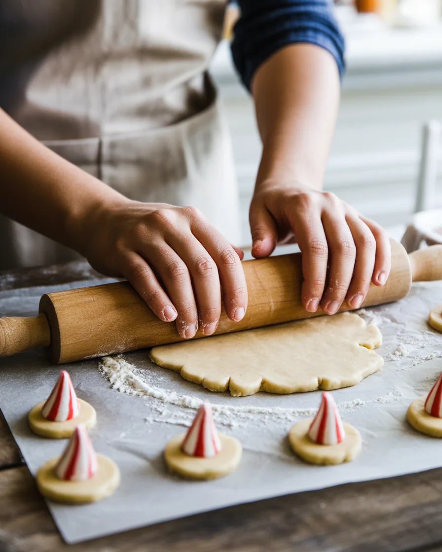 Candy Cane Kiss Cookies