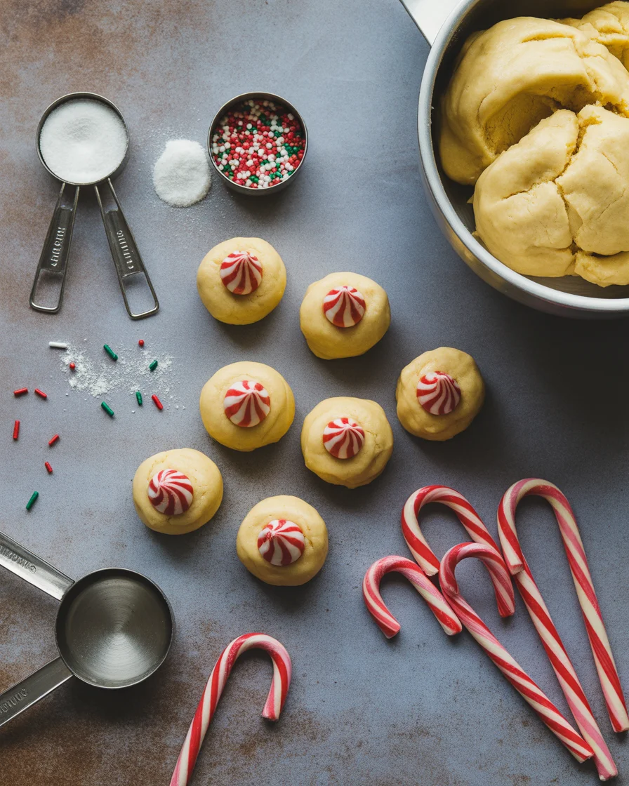 Candy Cane Kiss Cookies