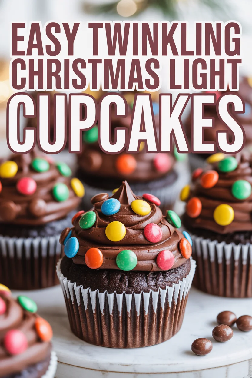 Easy Twinkling Christmas Light Cupcakes