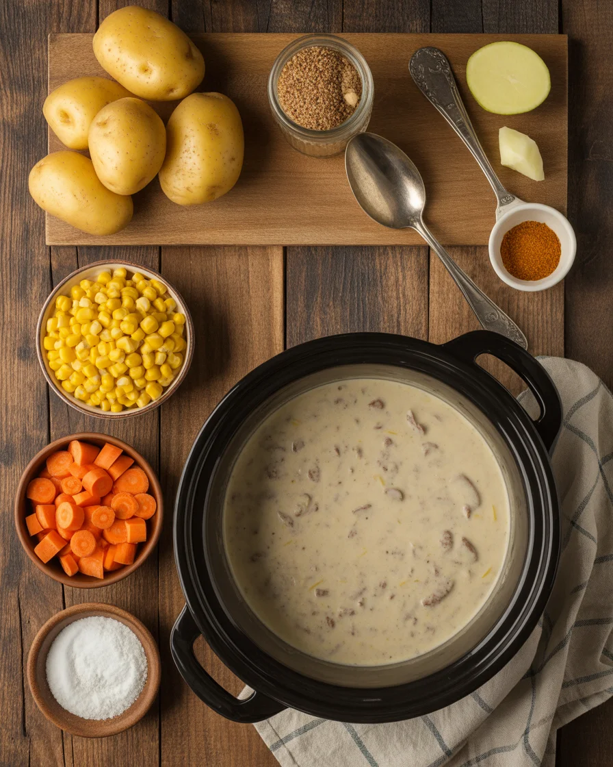 Easy Crockpot Creamy Hamburger Potato Soup