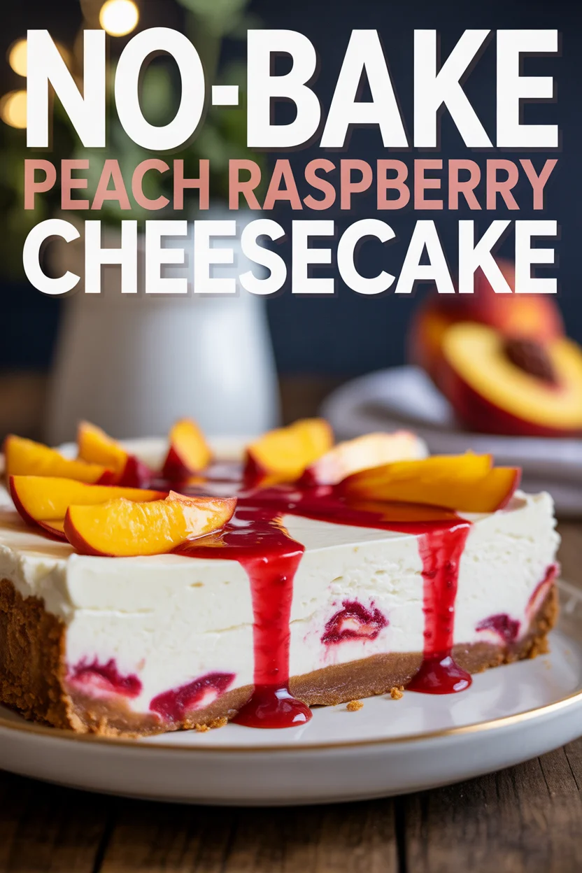 no-bake peach raspberry cheesecake