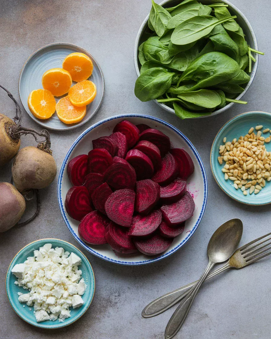 Beet Salad with Spinach, Mandarin Oranges & Feta