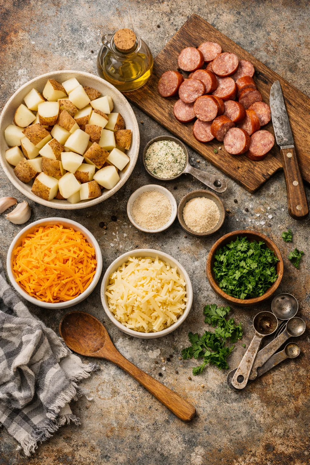 Cheesy Ranch Potatoes and Smoked Sausage