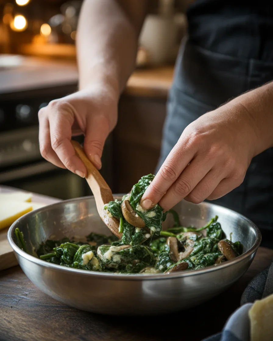 Cheesy Spinach Artichoke & Mushroom Stuffed Baguette