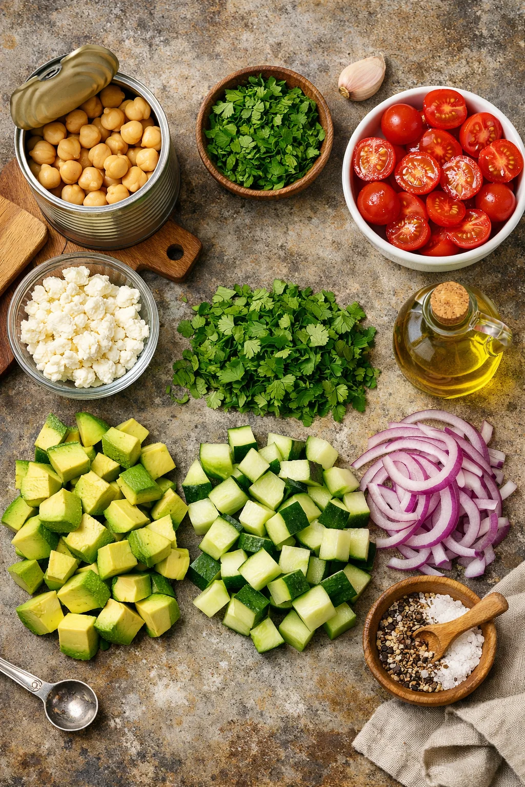 Chickpea Feta Avocado Salad