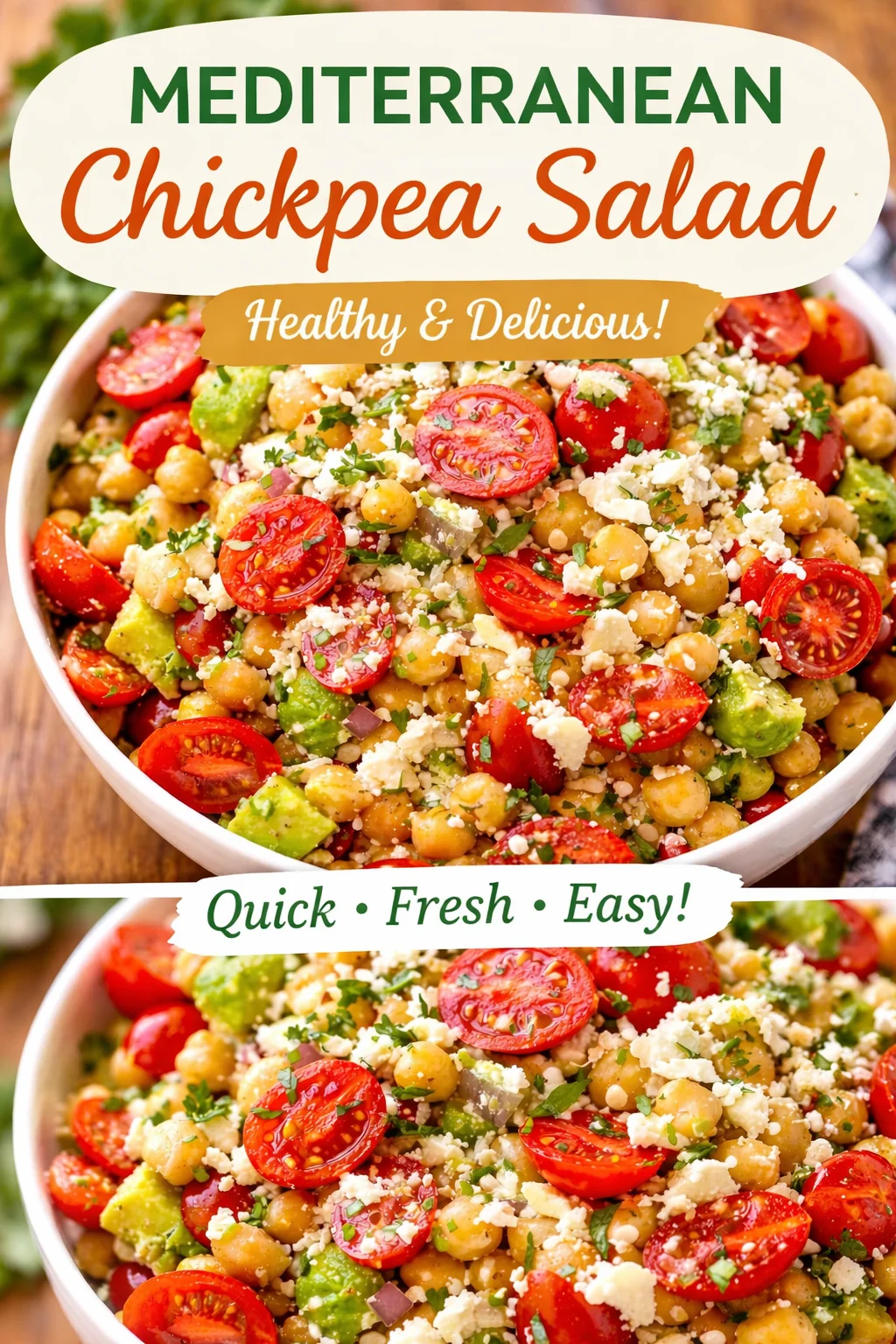 Chickpea Feta Avocado Salad
