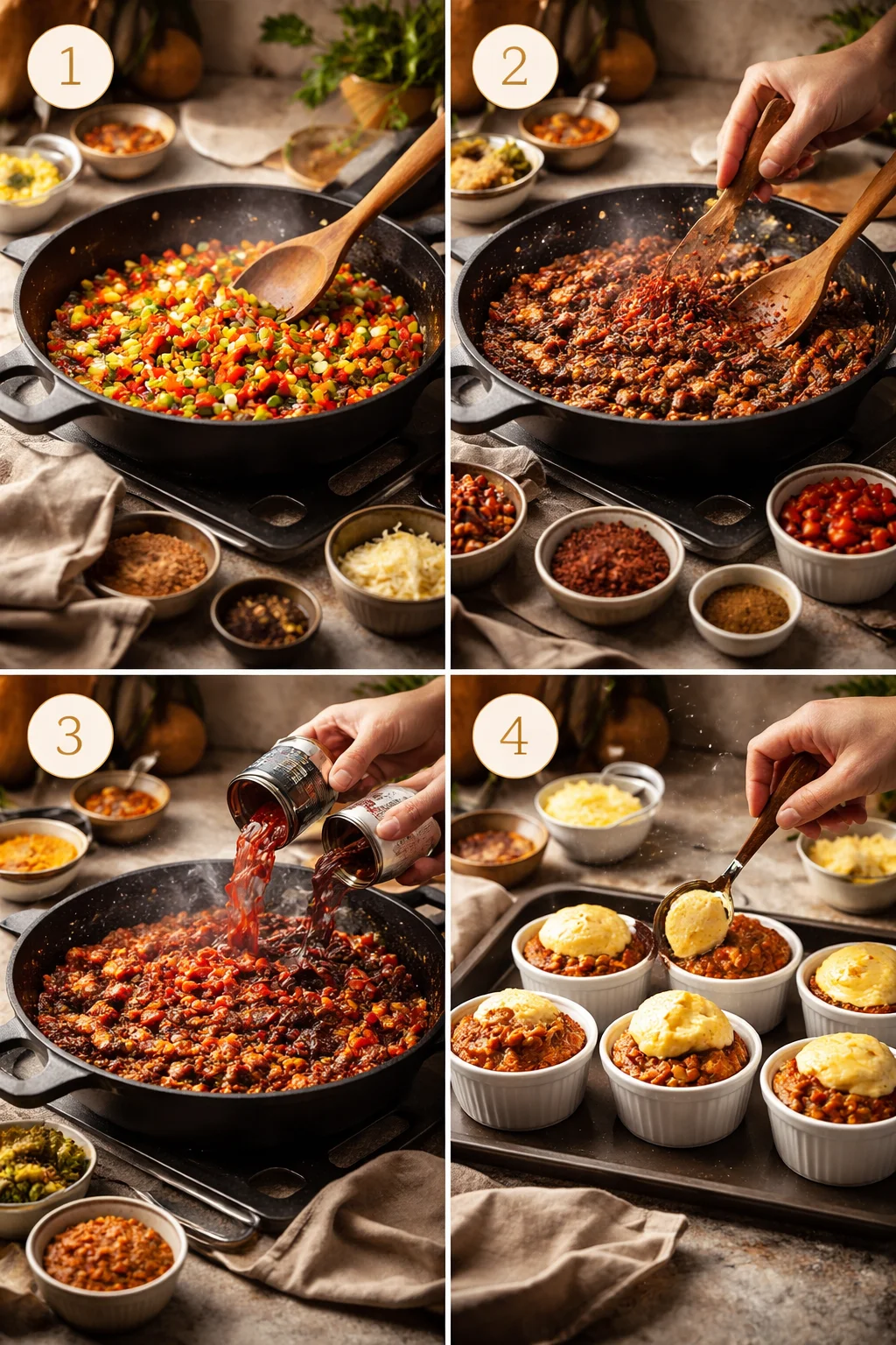 Cornbread Chili Pot Pies