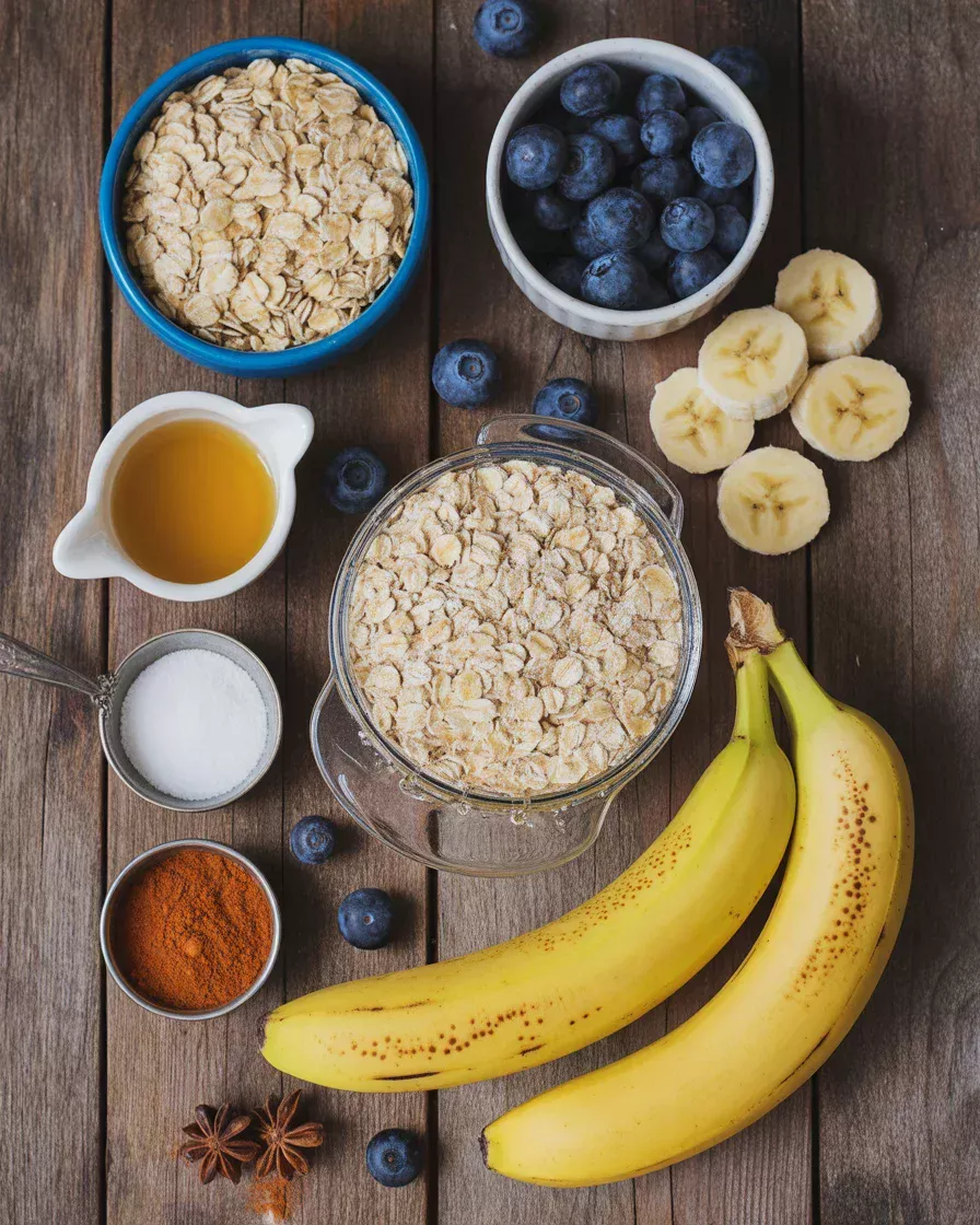 Baked Oatmeal with Blueberries and Bananas