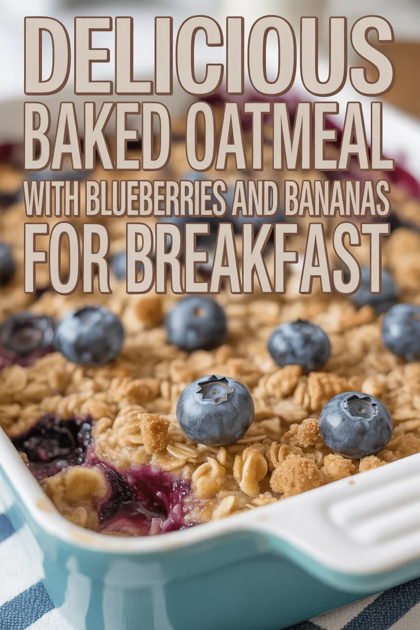 Baked Oatmeal with Blueberries and Bananas