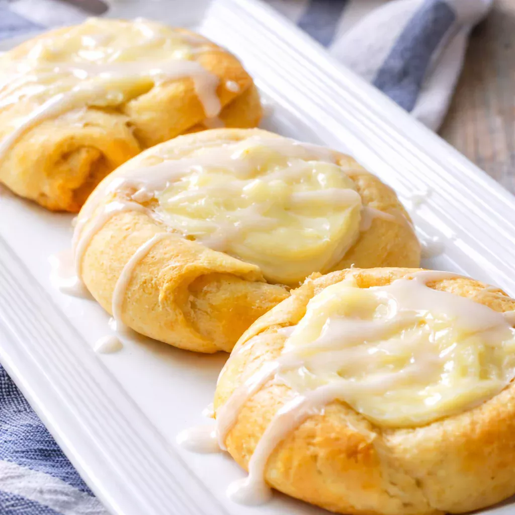 Freshly baked Easy Cheese Danishes with a creamy filling and golden pastry