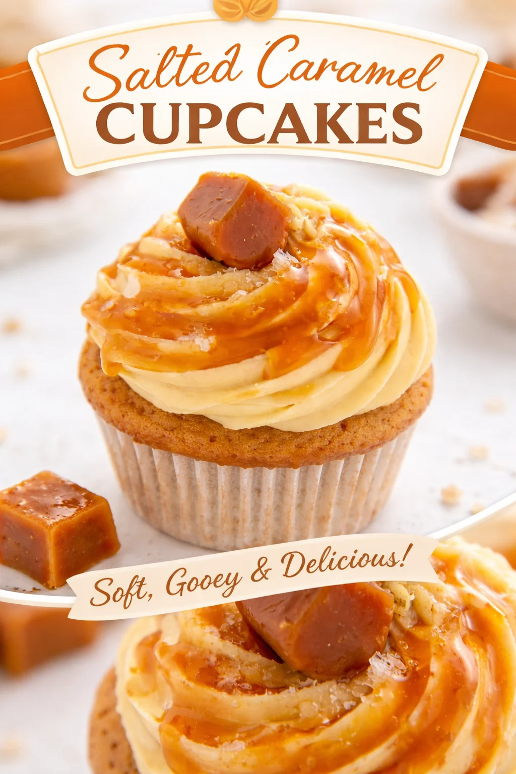 Gooey Salted Caramel Cupcakes