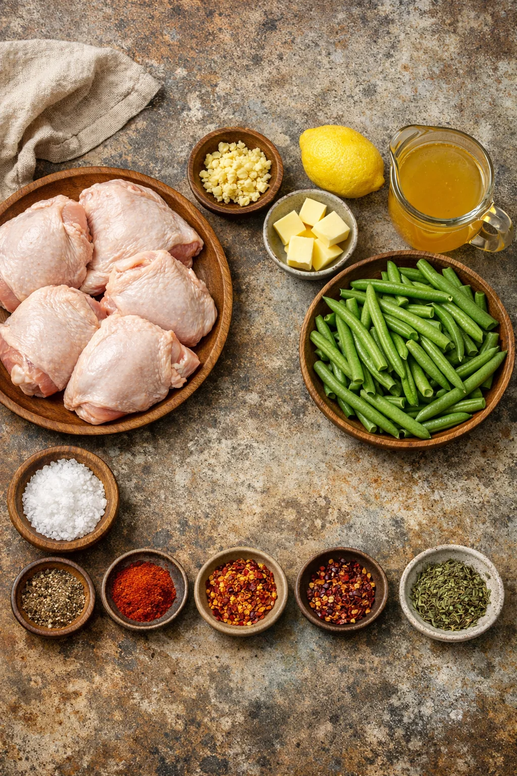 Lemon Garlic Butter Chicken Thighs Recipe with Green Beans