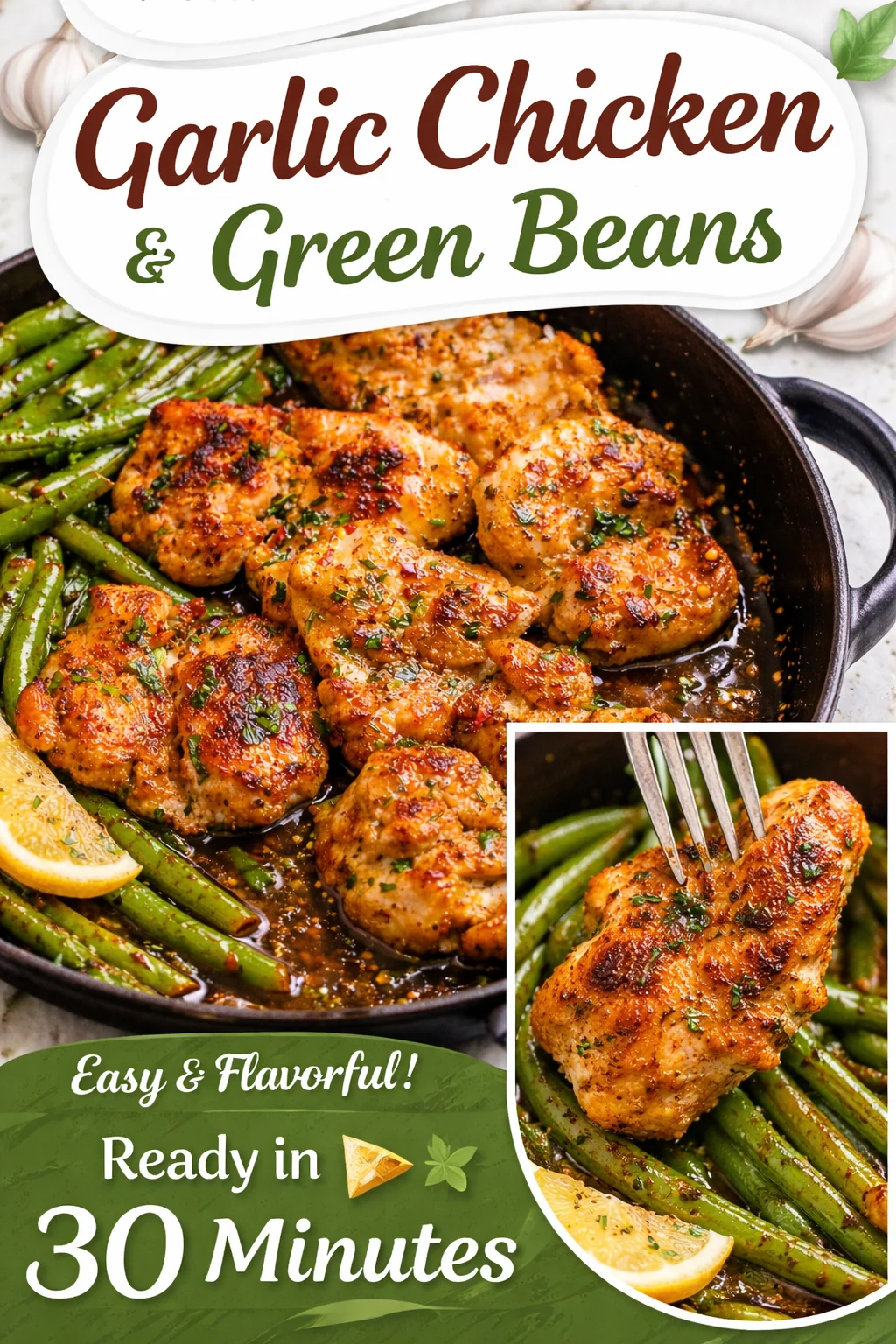 Lemon Garlic Butter Chicken Thighs Recipe with Green Beans