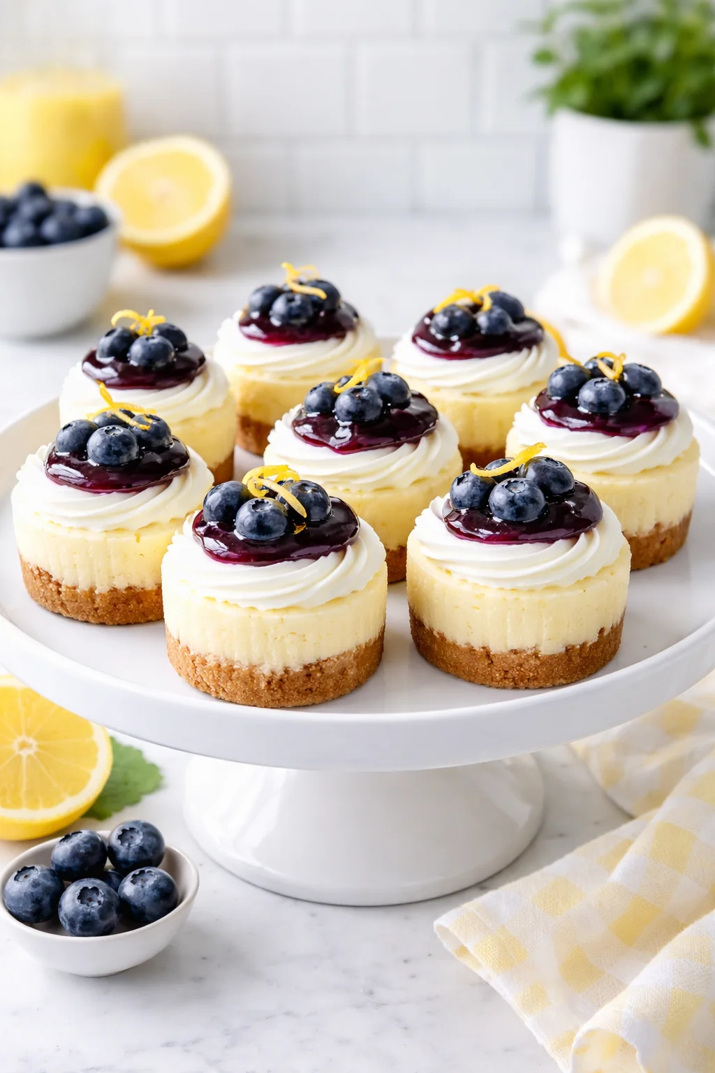 Mini Lemon Blueberry Cheesecakes